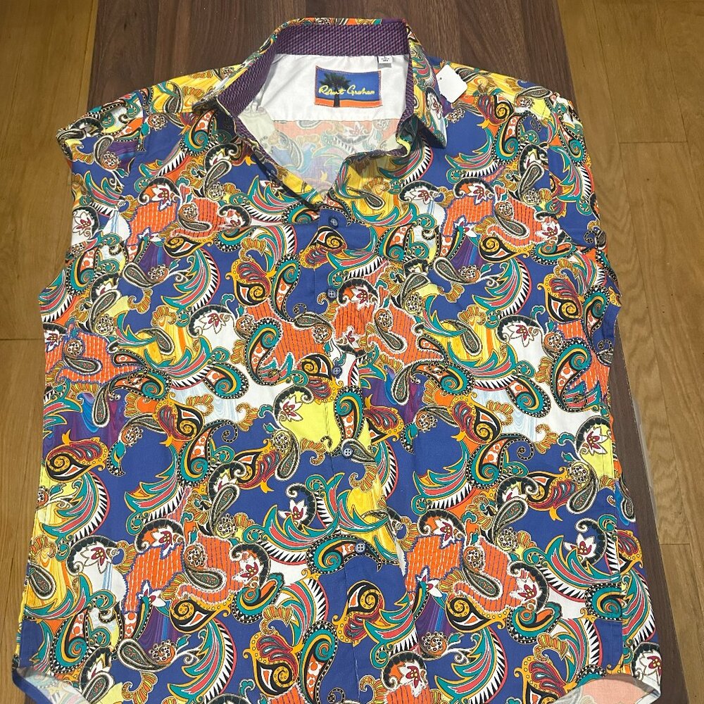 Robert Graham  Button-Down Shirt - Size Large - Vibrant Paisley Print- RARE